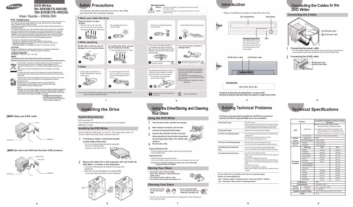 Mode d'emploi SAMSUNG SH-S203D