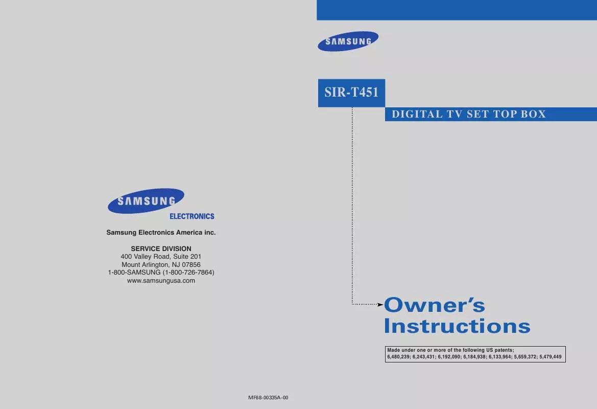 Mode d'emploi SAMSUNG SIR-T451