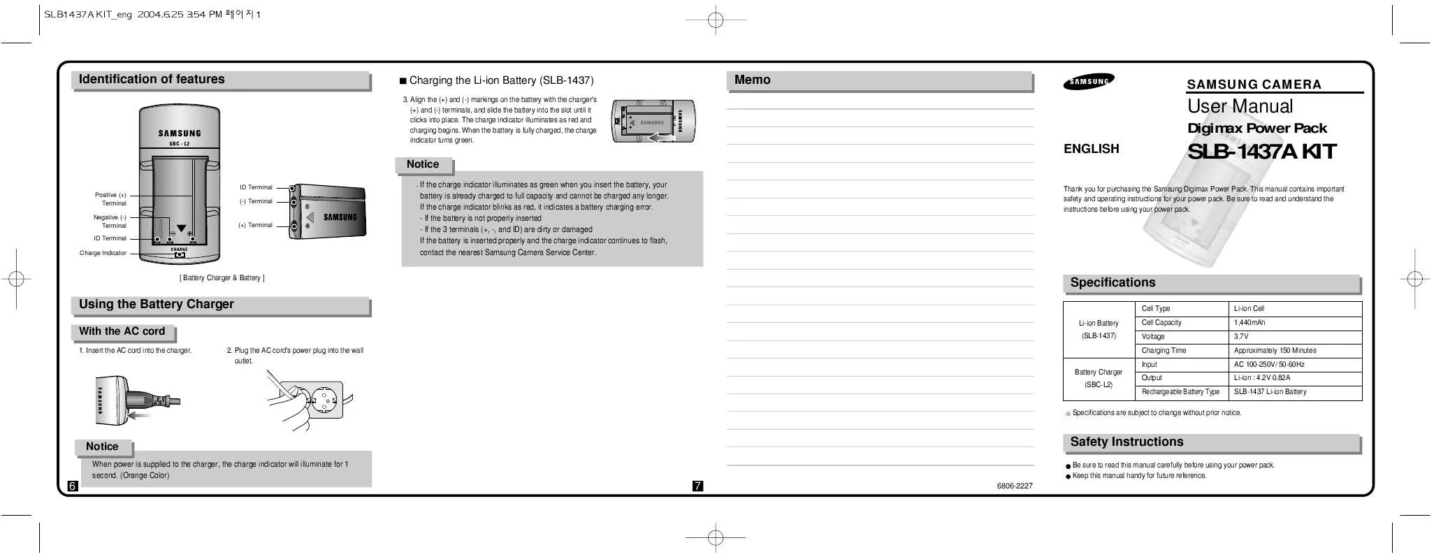 Mode d'emploi SAMSUNG SLB-1437