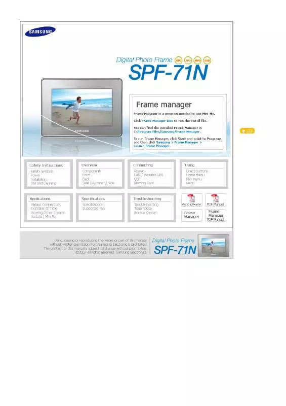 Mode d'emploi SAMSUNG SPF-71N