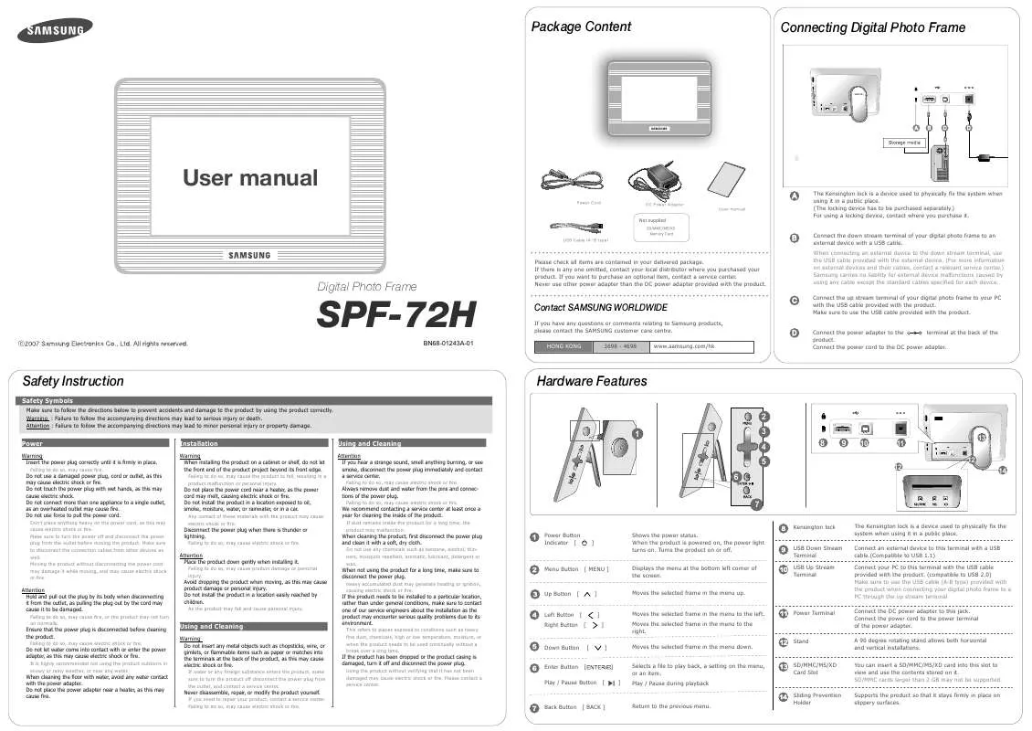 Mode d'emploi SAMSUNG SPF-72H