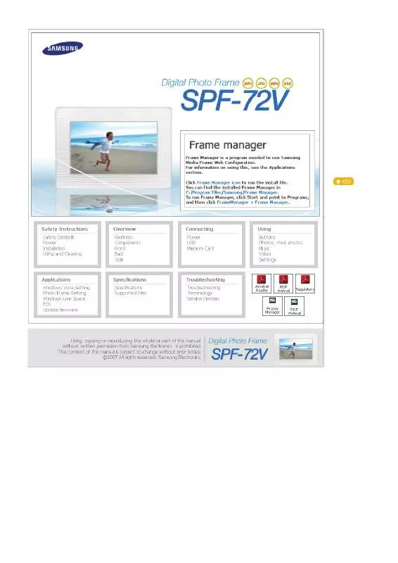 Mode d'emploi SAMSUNG SPF-72V