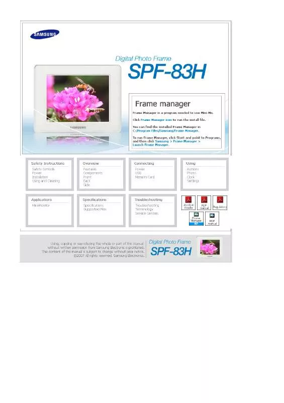 Mode d'emploi SAMSUNG SPF-83