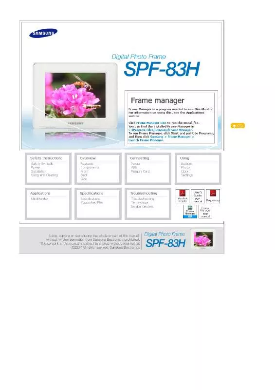 Mode d'emploi SAMSUNG SPF-83H