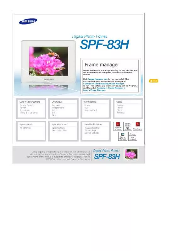 Mode d'emploi SAMSUNG SP-F83H