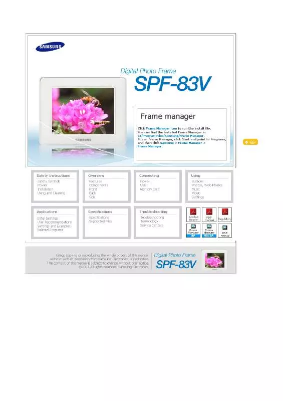 Mode d'emploi SAMSUNG SP-F83V