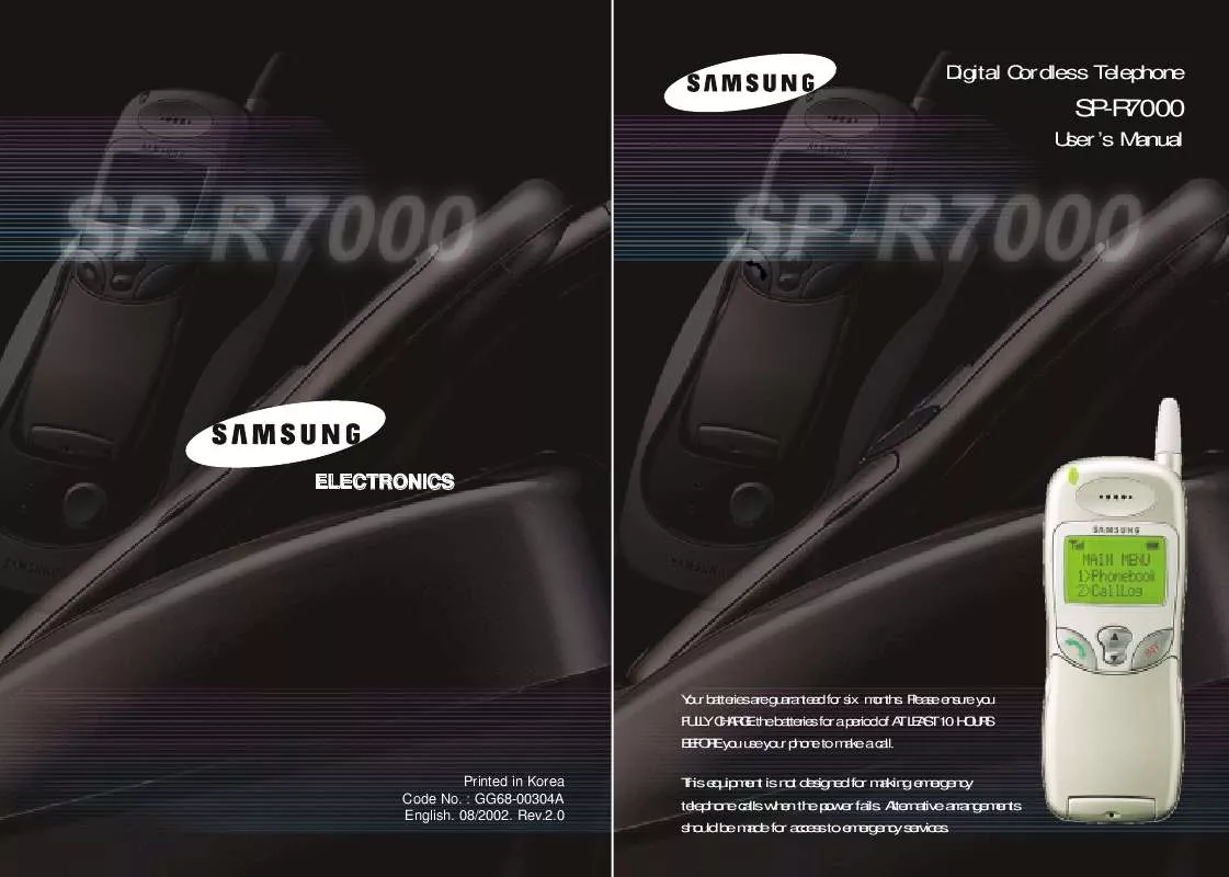 Mode d'emploi SAMSUNG SP-R7000B