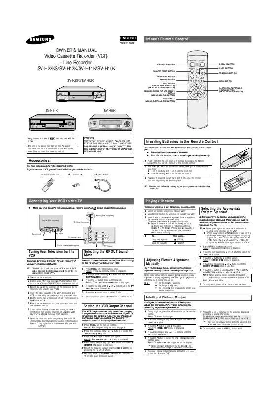 Mode d'emploi SAMSUNG SV-H12K