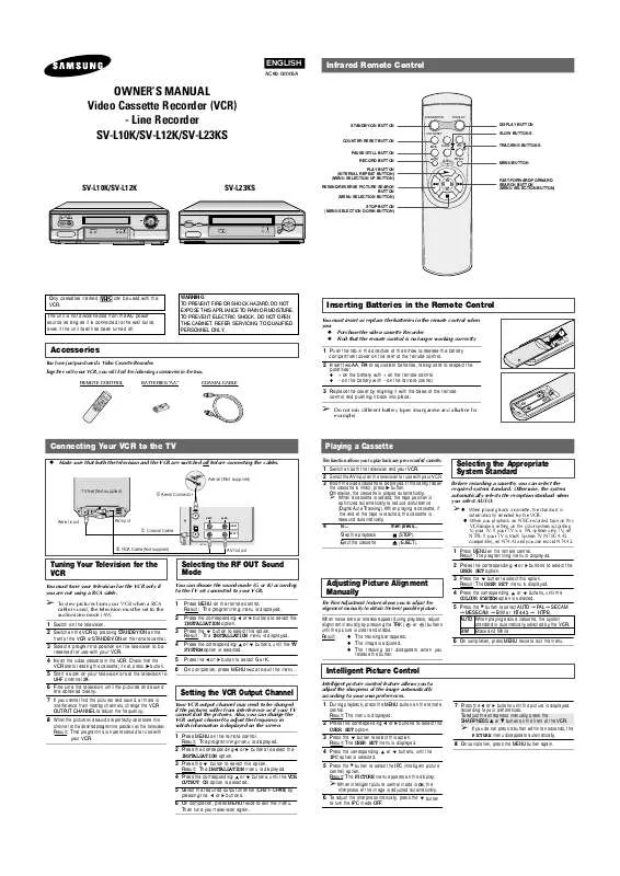 Mode d'emploi SAMSUNG SV-L12K