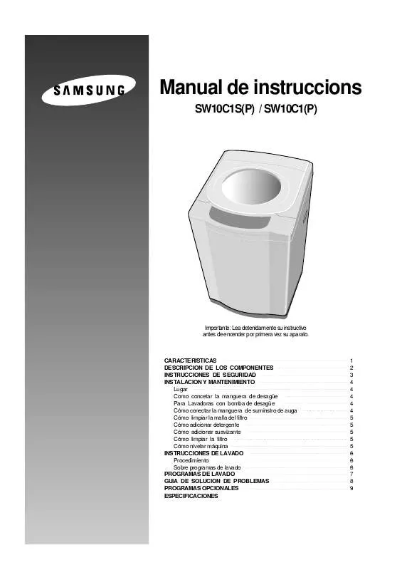 Mode d'emploi SAMSUNG SW10C1SPDW/YE