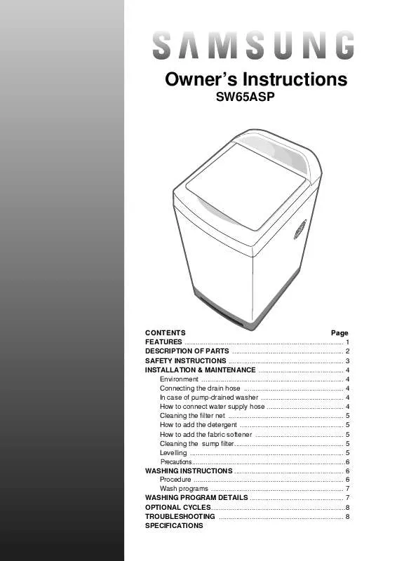 Mode d'emploi SAMSUNG SW65ASP2