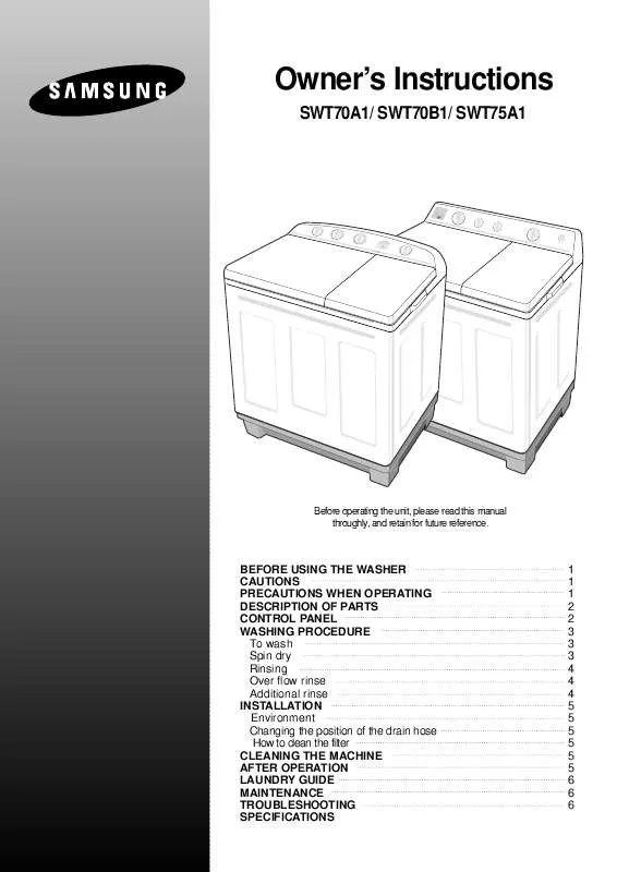 Mode d'emploi SAMSUNG SWT70B1P