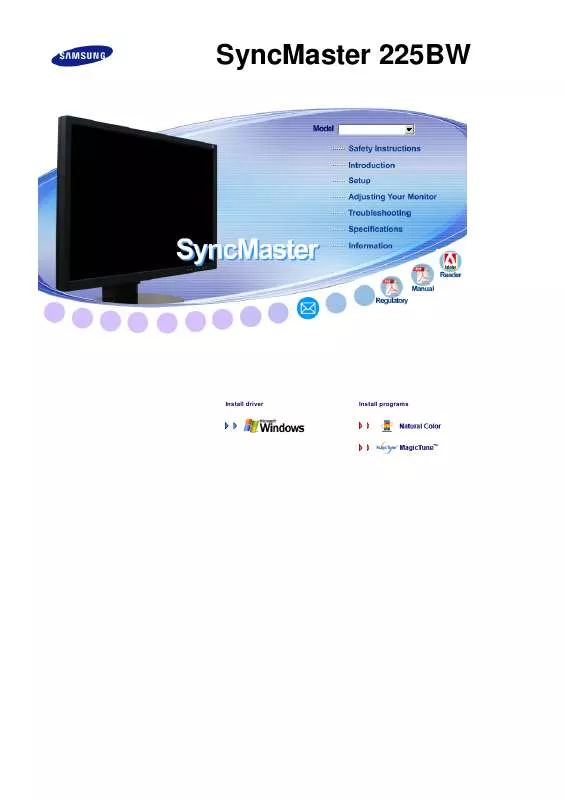 Mode d'emploi SAMSUNG SYNCMASTER 225BW MED HÃ˜JTTALERE