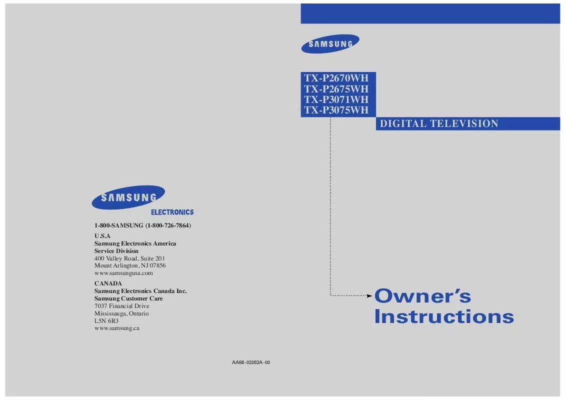 Mode d'emploi SAMSUNG TX-P2670WH