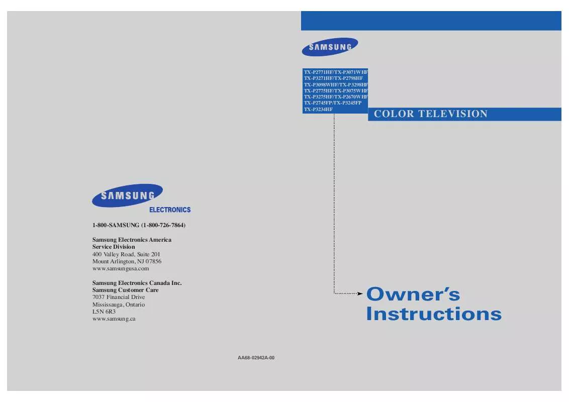 Mode d'emploi SAMSUNG TX-P2745P