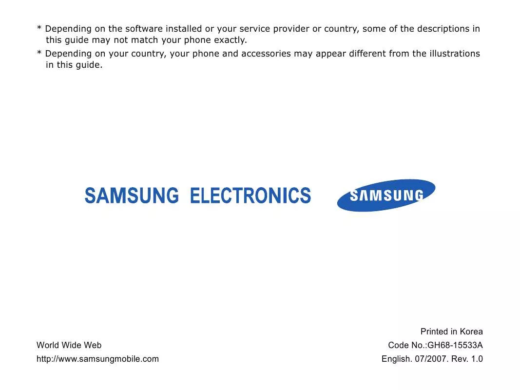 Mode d'emploi SAMSUNG U708 éŠ€è‰²