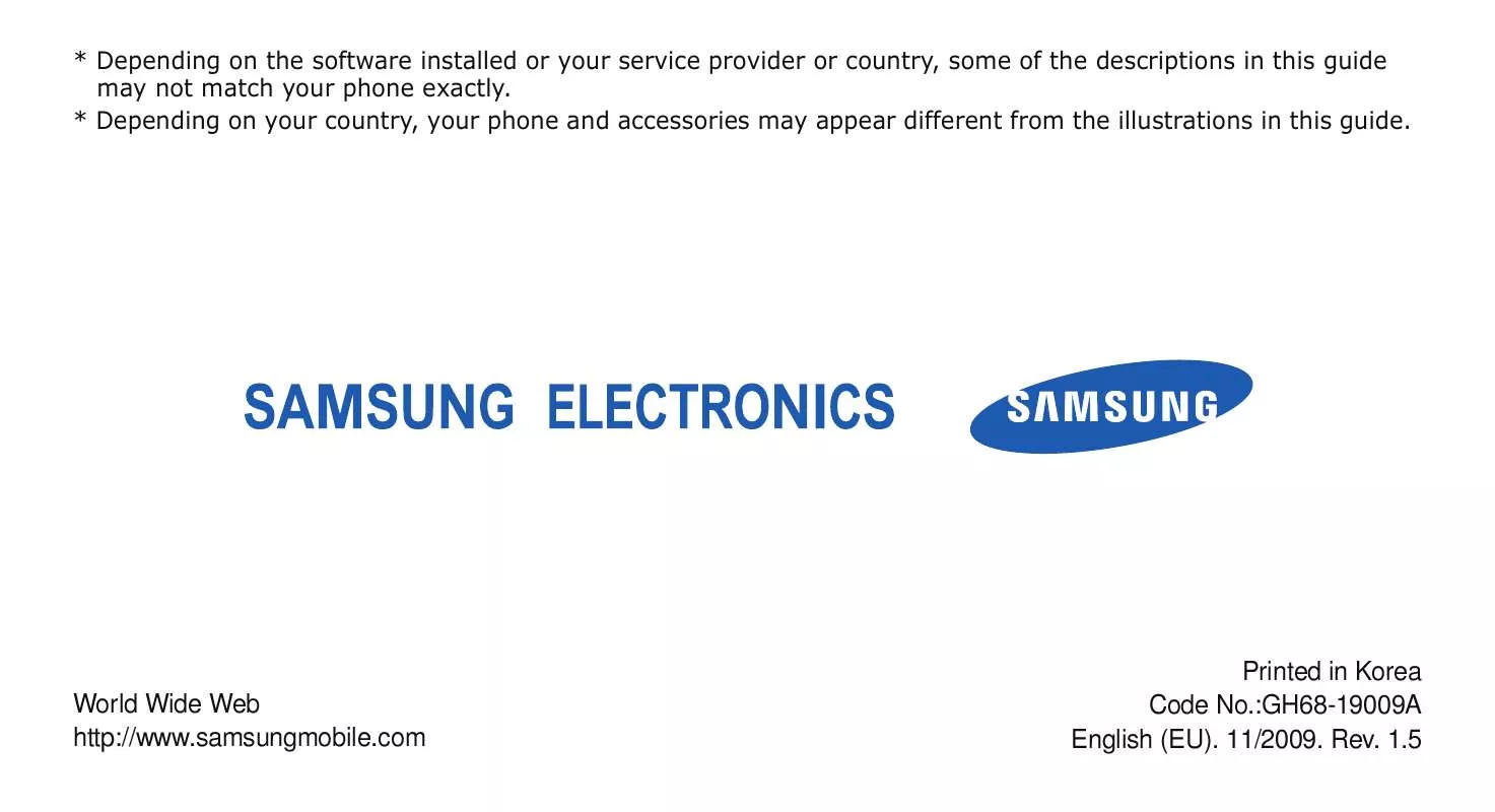 Mode d'emploi SAMSUNG U800