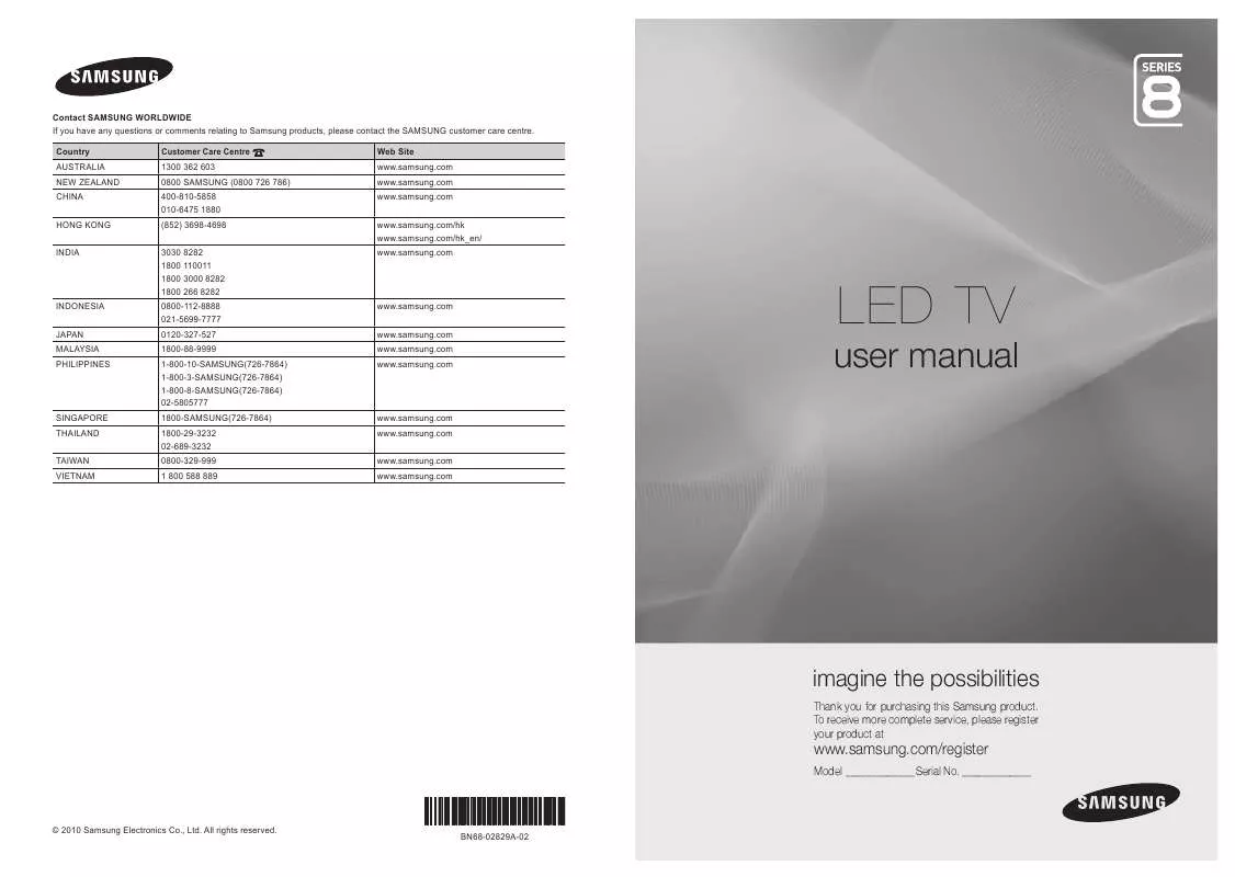 Mode d'emploi SAMSUNG UA55C8000XM