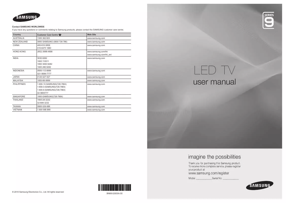 Mode d'emploi SAMSUNG UA55C9000SM