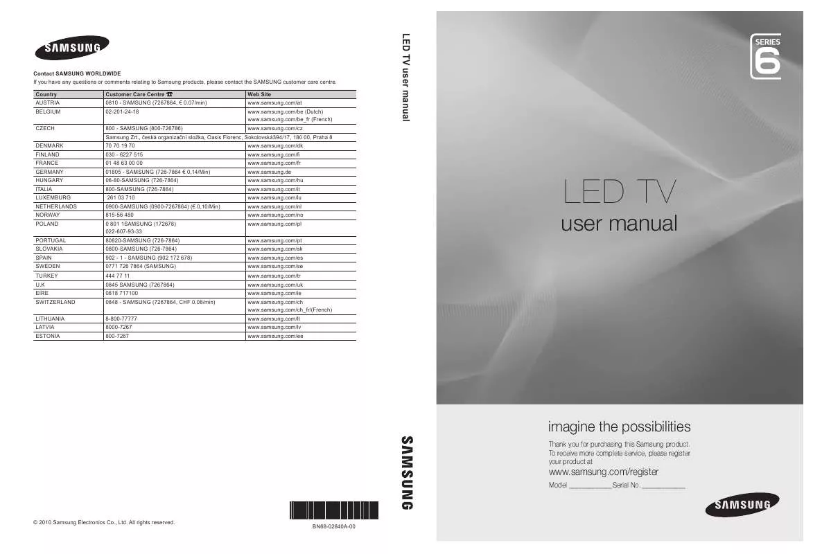 Mode d'emploi SAMSUNG UE-32C6620UW