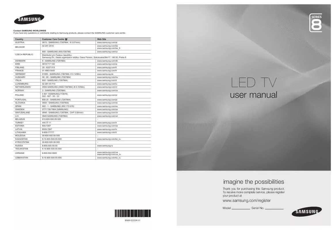 Mode d'emploi SAMSUNG UE-40B8000XW