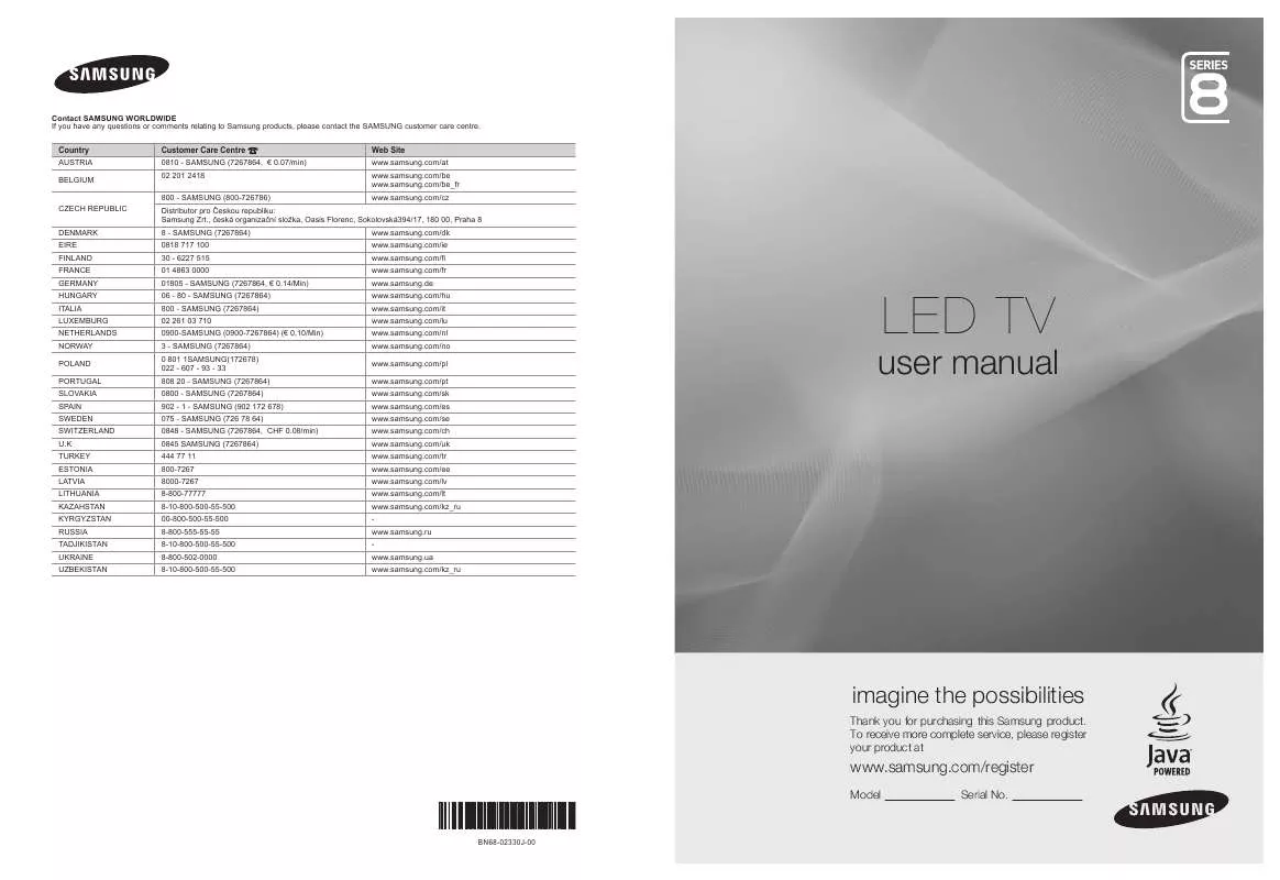 Mode d'emploi SAMSUNG UE-40B8100XW