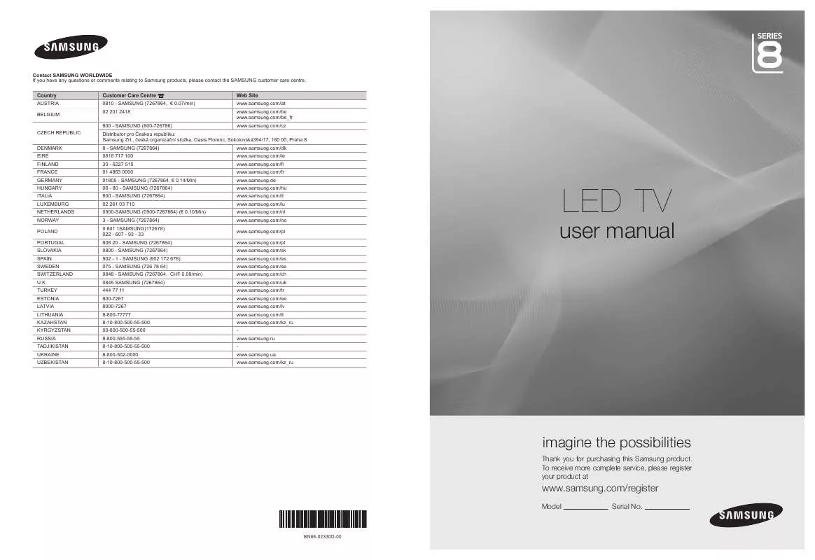 Mode d'emploi SAMSUNG UE-46B8090XW