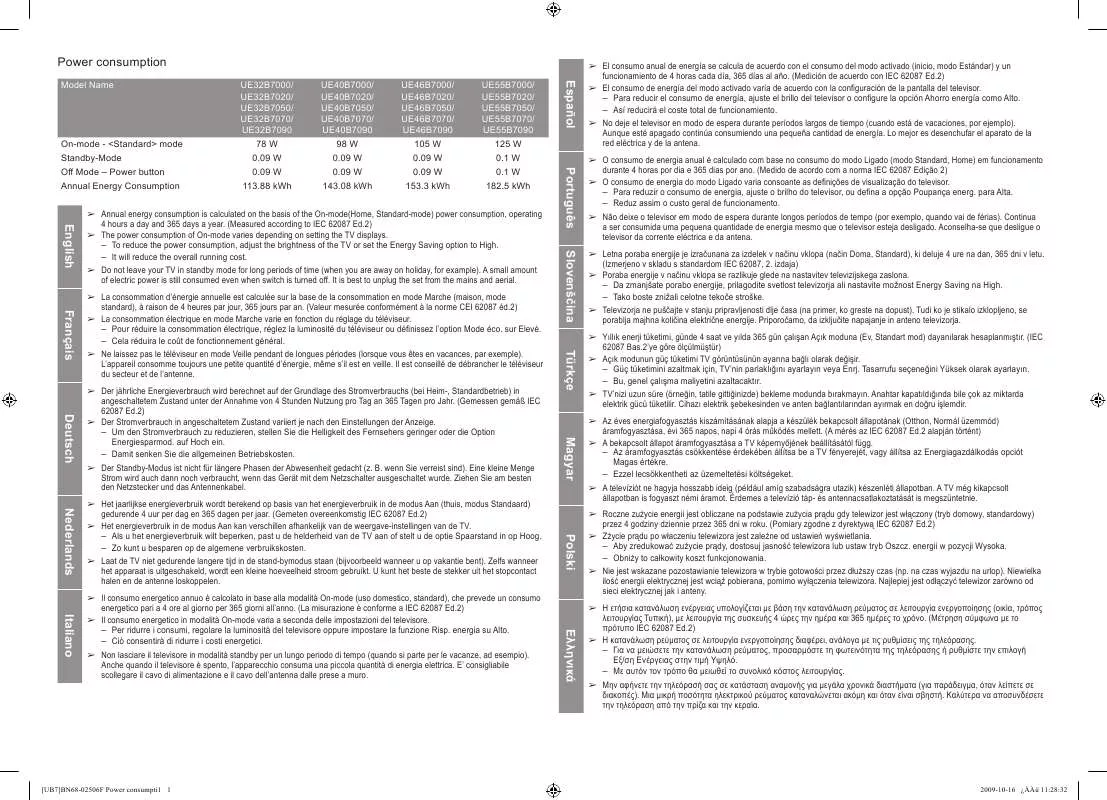 Mode d'emploi SAMSUNG UE55B7090WP