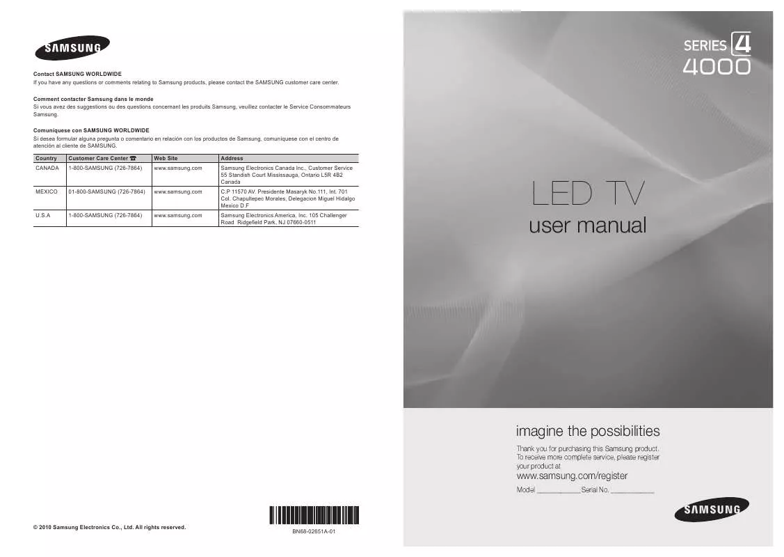 Mode d'emploi SAMSUNG UN32C4000