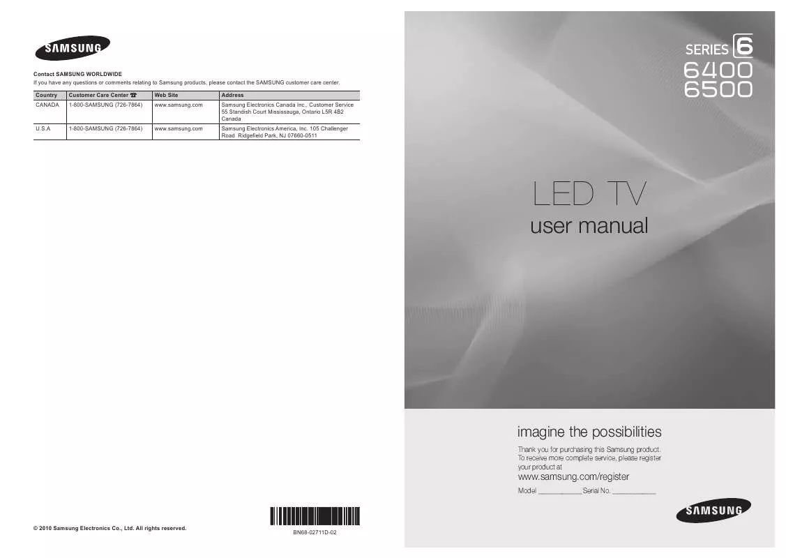 Mode d'emploi SAMSUNG UN40C6400RF