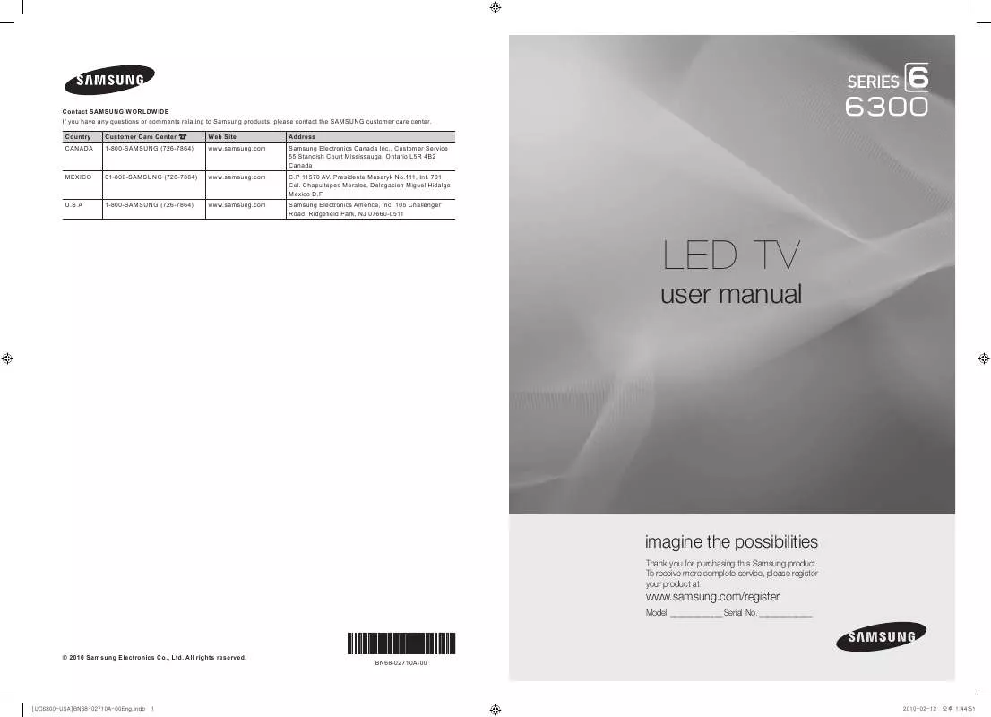 Mode d'emploi SAMSUNG UN46C6300