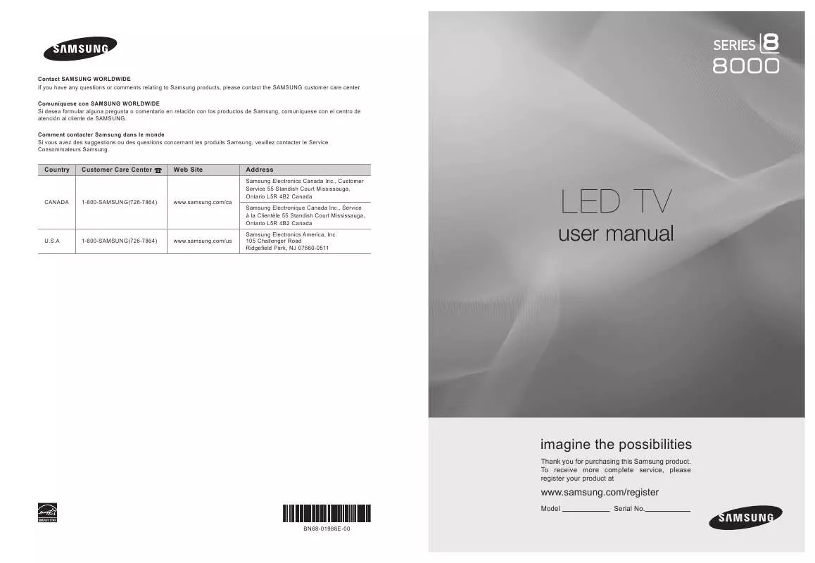 Mode d'emploi SAMSUNG UN55B8000