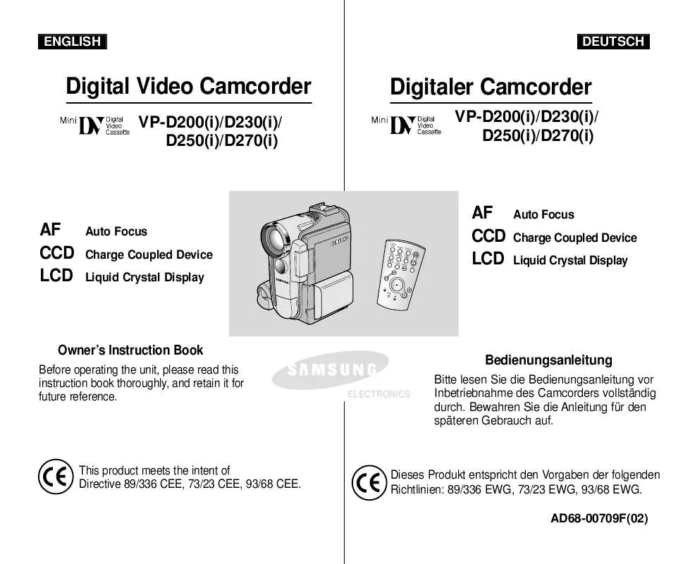 Mode d'emploi SAMSUNG VP-D 230