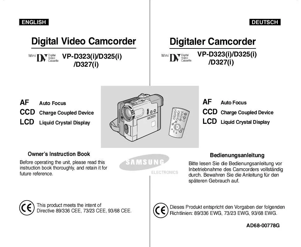 Mode d'emploi SAMSUNG VP-D 327I