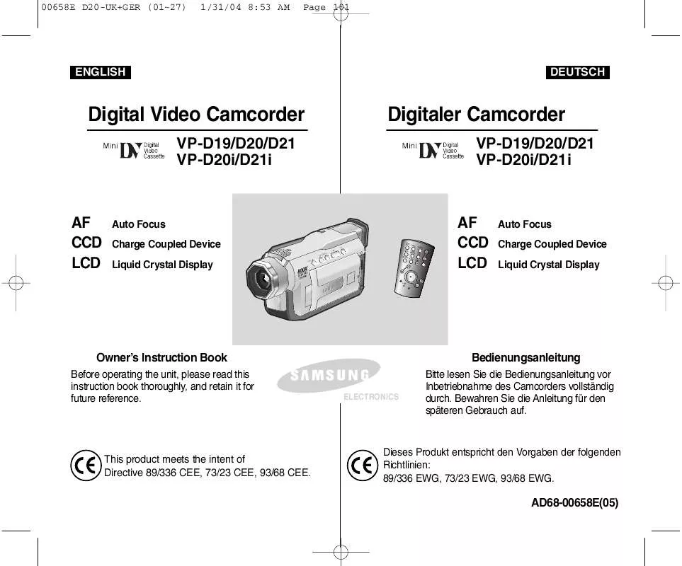 Mode d'emploi SAMSUNG VP-D19