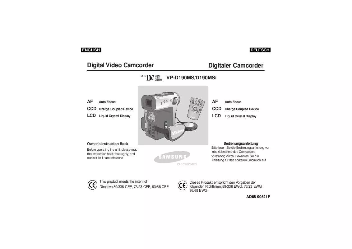 Mode d'emploi SAMSUNG VP-D190MSI