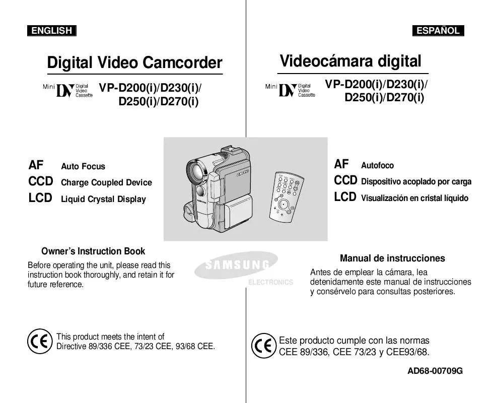 Mode d'emploi SAMSUNG VP-D250