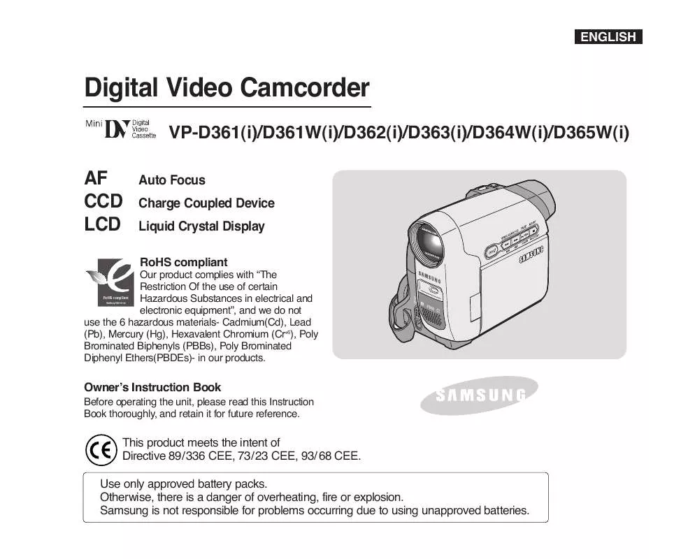 Mode d'emploi SAMSUNG VP-D361W