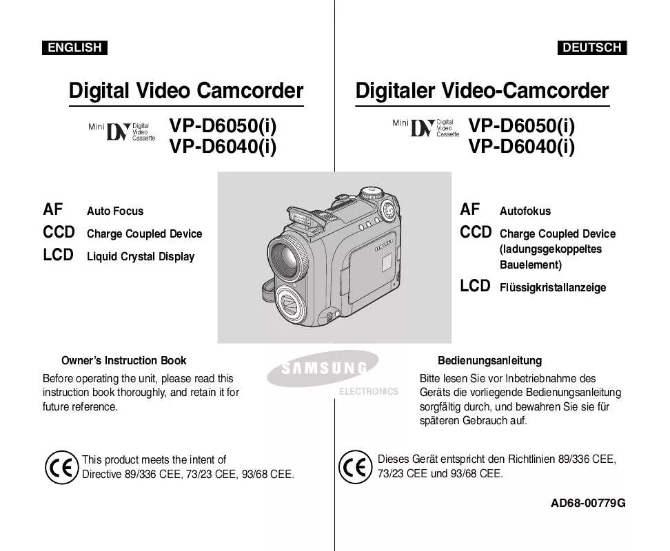 Mode d'emploi SAMSUNG VP-D6040I