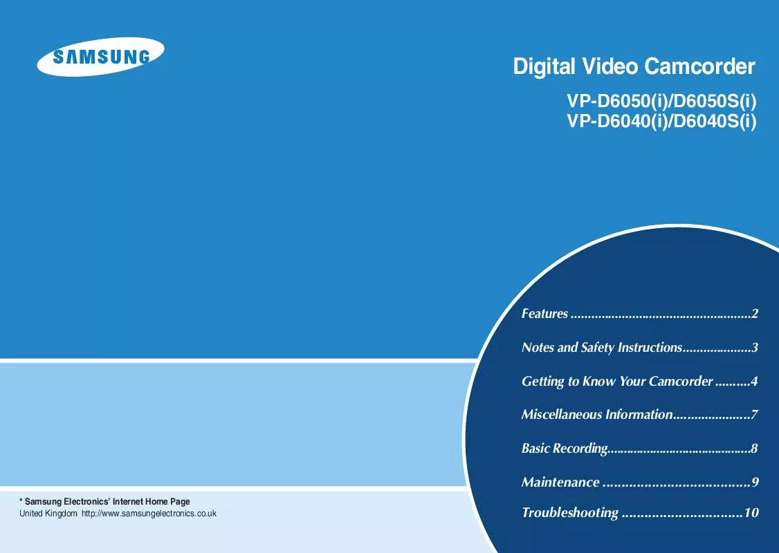 Mode d'emploi SAMSUNG VP-D6040S