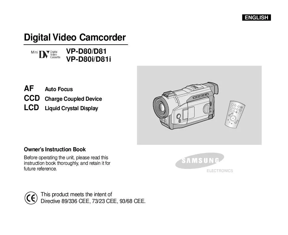 Mode d'emploi SAMSUNG VP-D80I