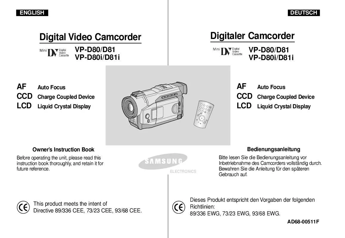 Mode d'emploi SAMSUNG VP-D81