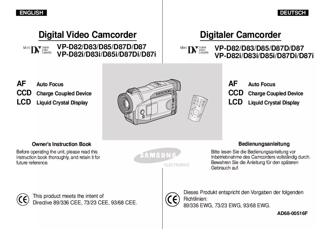 Mode d'emploi SAMSUNG VP-D82