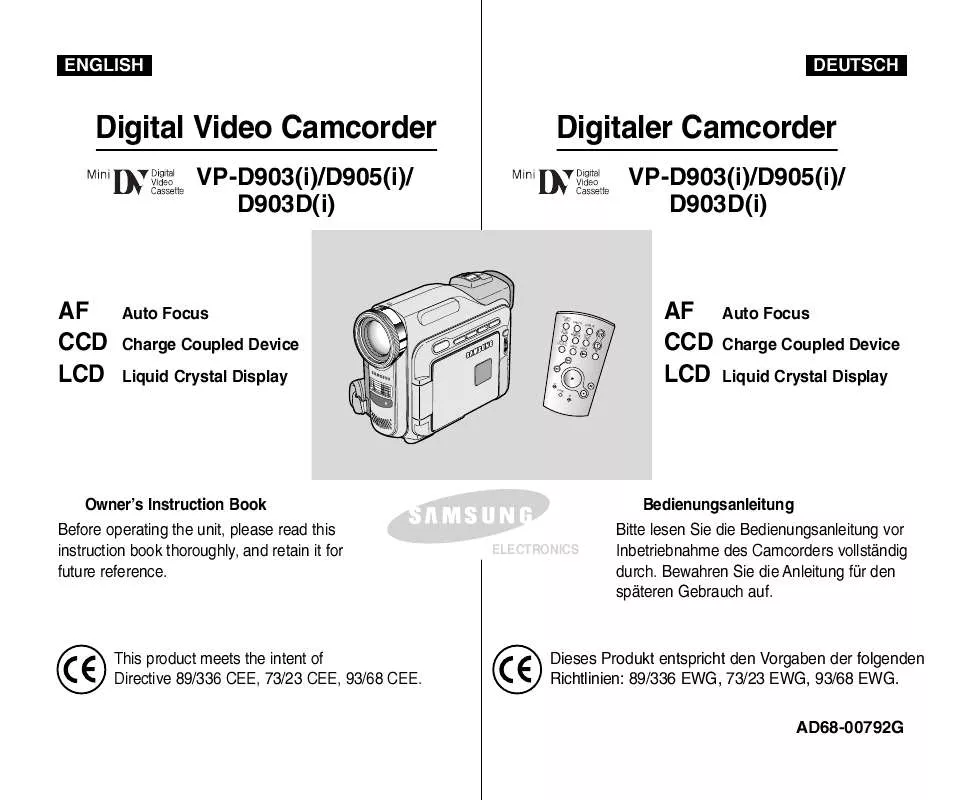 Mode d'emploi SAMSUNG VP-D905