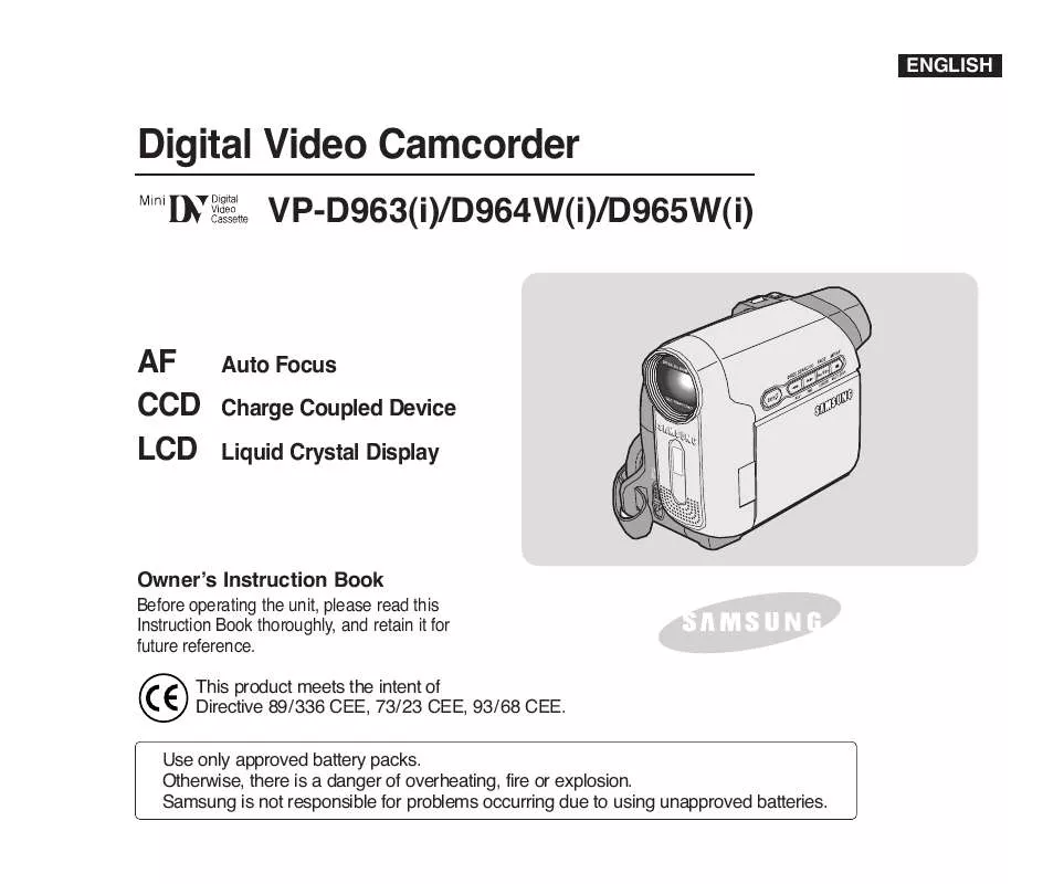 Mode d'emploi SAMSUNG VP-D964W