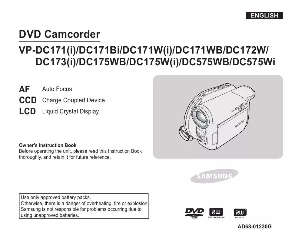 Mode d'emploi SAMSUNG VP-DC172W