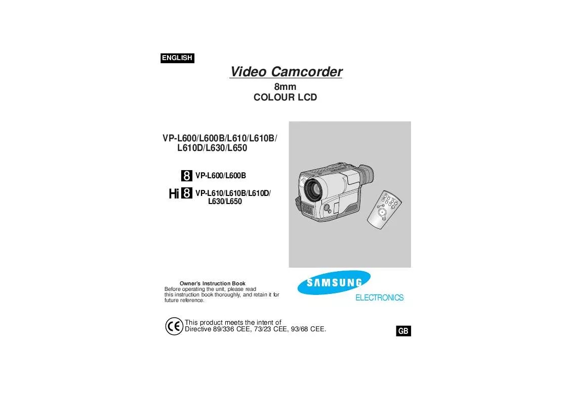 Mode d'emploi SAMSUNG VP-L600B