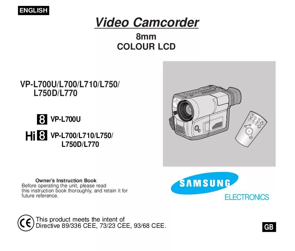 Mode d'emploi SAMSUNG VP-L750D