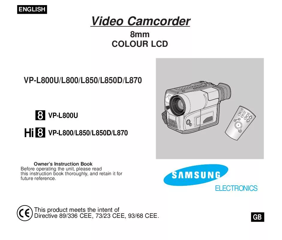 Mode d'emploi SAMSUNG VP-L800