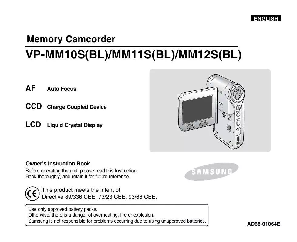 Mode d'emploi SAMSUNG VPMM11S-XSH